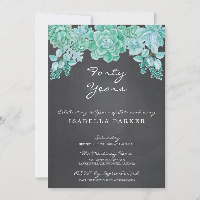 Convites Os Succulents no aniversário da mulher do quadro (Frente)