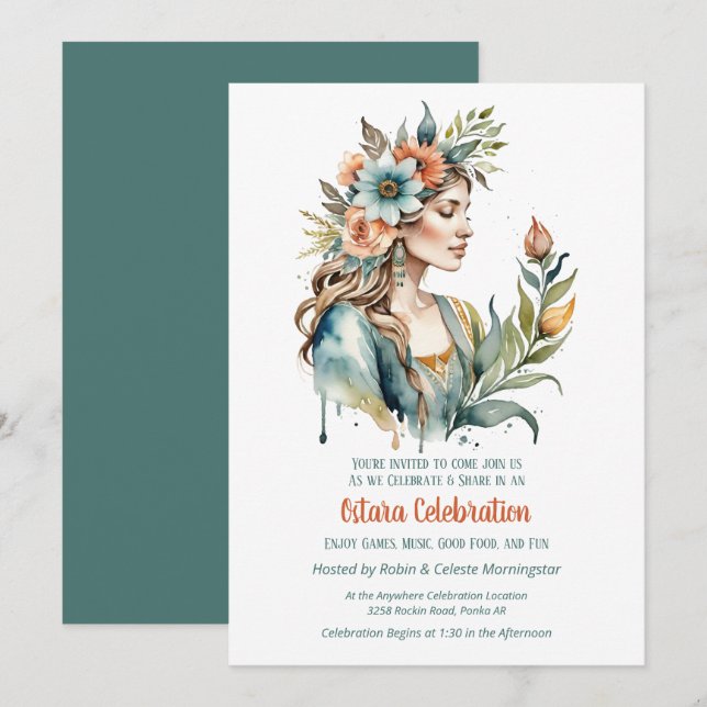Convites Ostara Equinócio da Primavera Flor Deusa Sabbat (Frente/Verso)