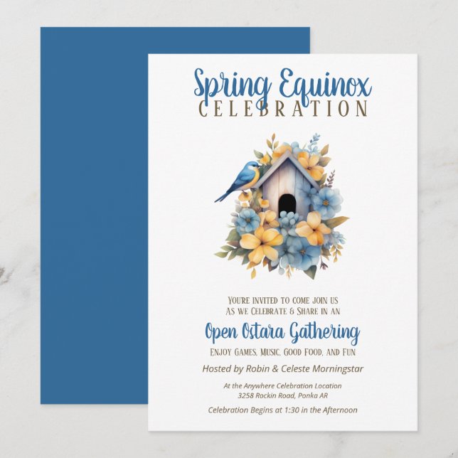 Convites Ostara Equinócio de Primavera Casa de Pássaros Sab (Frente/Verso)