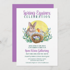 Convites Ostara Primavera Equinox Bunny & Bird Nest Sabbat