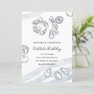 Convites Ostras e coquetéis sofisticados de tinta aquosa