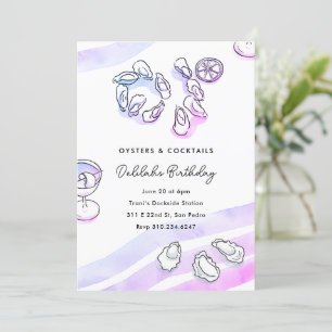 Convites Ostras e coquetéis sofisticados de tinta aquosa