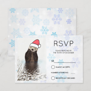 Convites Ótima Otter Vestindo um RSVP de Natal do Papai Noe
