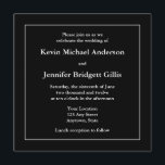 Convites ou Anúncios Quadrados Pretos e Brancos<br><div class="desc">Este convite personalizado de preto e branco é a forma perfeita de convidar seus amigos e família para o seu casamento. Você também pode personalizar o texto para qualquer outro evento, como um chá de fraldas ou uma festa de formatura. O anúncio de evento personalizado apresenta texto branco em um...</div>