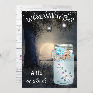 Convites Ou, género do chá de fraldas revelam a libélula