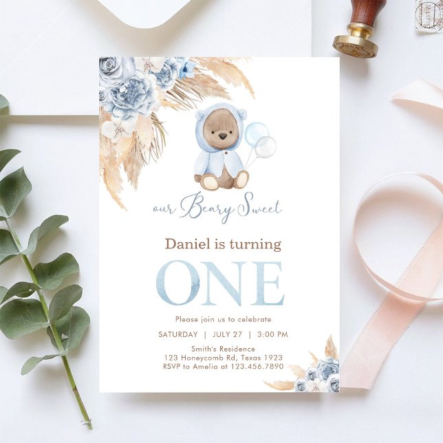 Convites Our Beary Sweet Pampass First 1st Birthday  (Criador carregado)