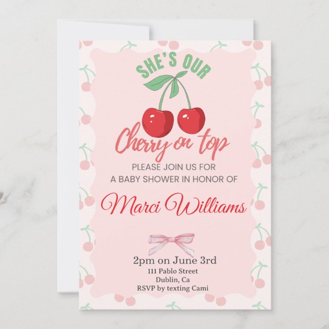 Convites Our Cherry on Top Baby Shower Invitation (Frente)