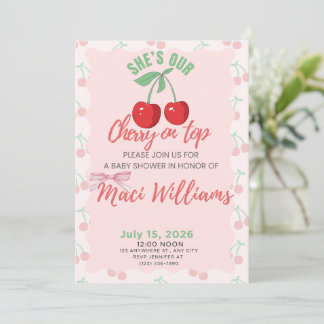 Convites Our Cherry on Top Baby Shower Invitation