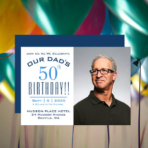 Convites OUR DAD'S 50th Birthday - Photo Party Invitation