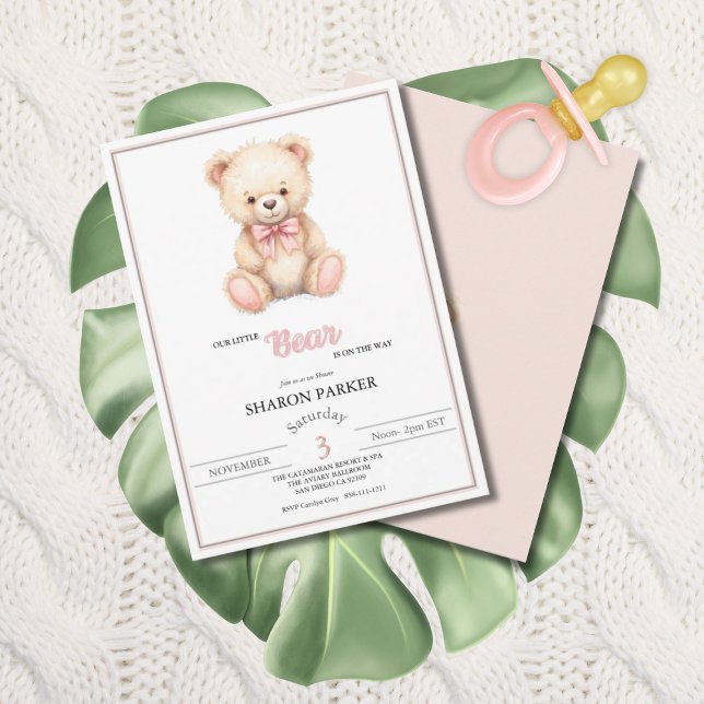 Convites Our Little Bear on the Way Spring Fall Baby Shower (Criador carregado)