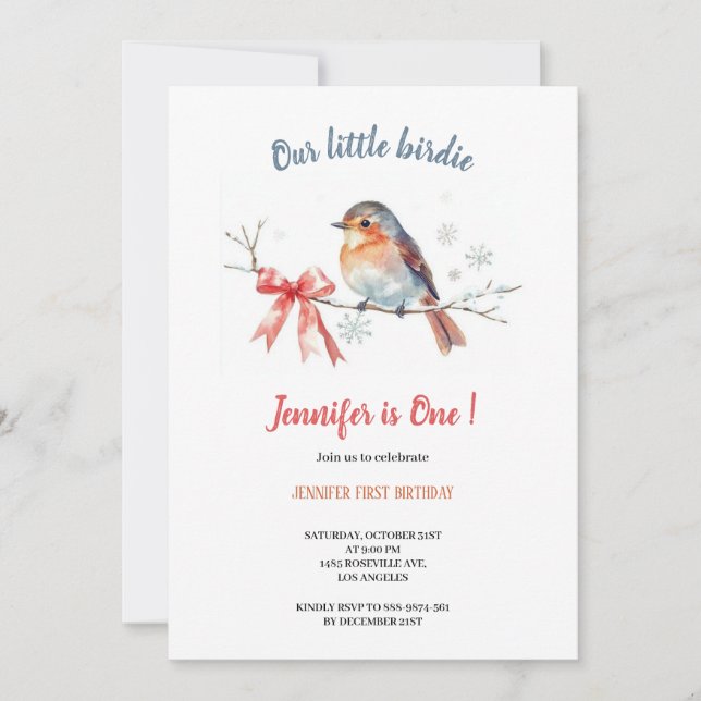 Convites Our little birdie birthday invitation (Frente)