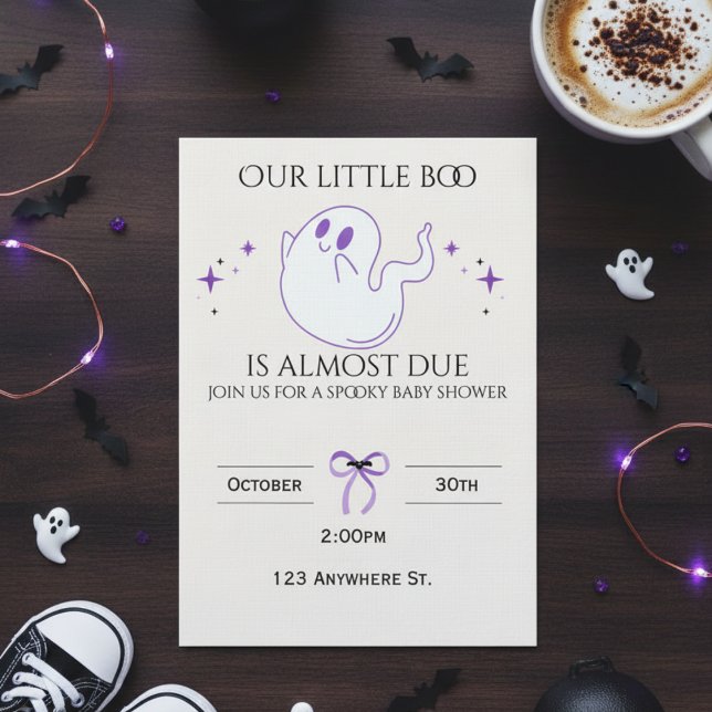 Convites Our little boo is almost due! baby shower invite (Criador carregado)