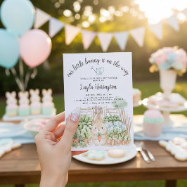 Convites Our Little Bunny Is On The Way Garden Baby Shower