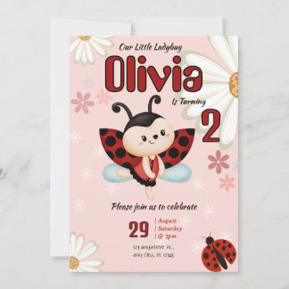 Convites Our Little Ladybug Girl Birthday Party Invitation