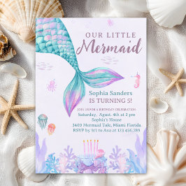 Convites Our Little Mermaid Birthday Party Pink