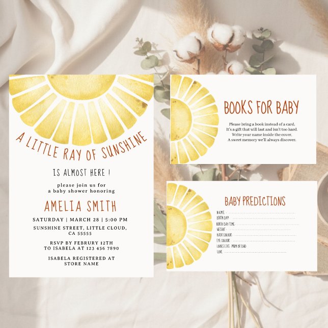 Convites Our Little Ray of Sunshine Baby Shower Invitation (Criador carregado)