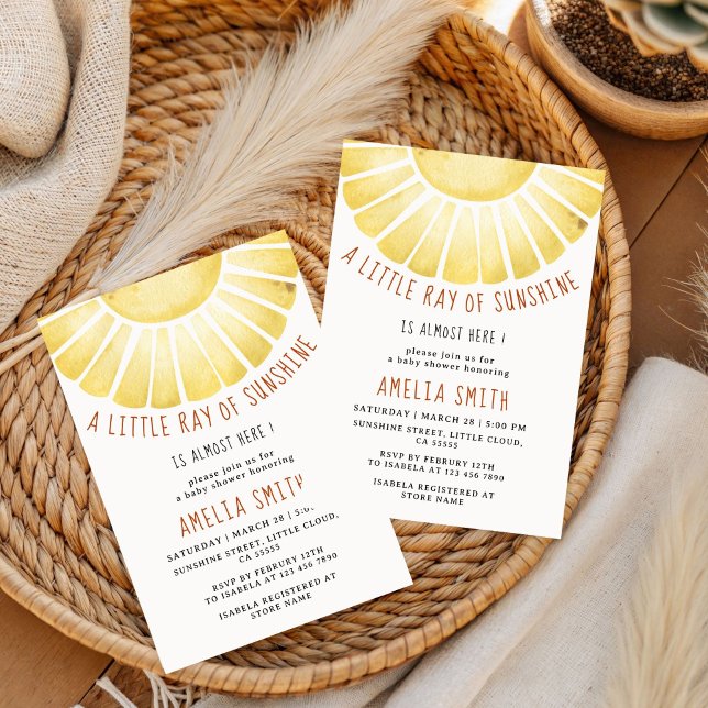 Convites Our Little Ray of Sunshine Baby Shower Invitation (Criador carregado)