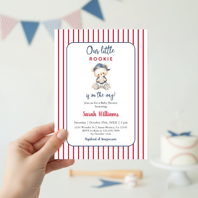 Convites Our Little Rookie Baby Shower Boy Invitation (Criador carregado)