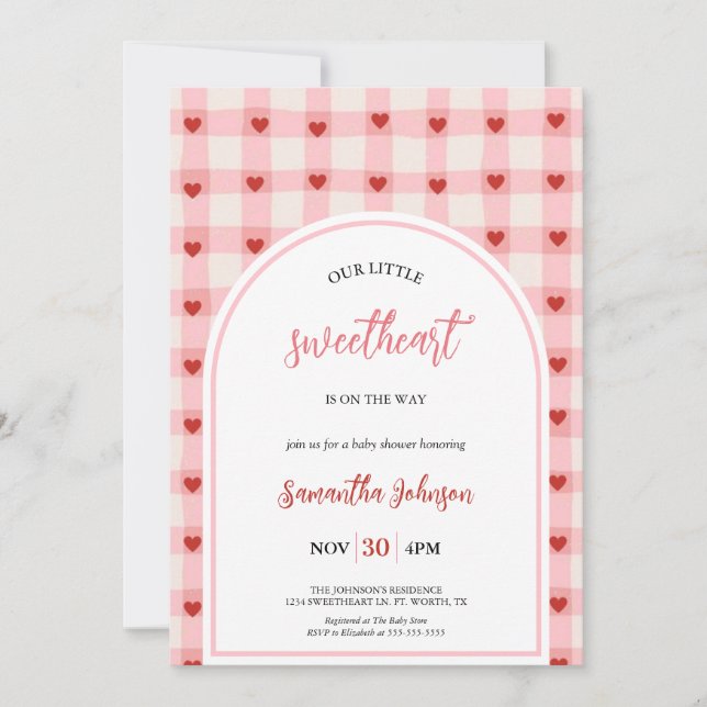 Convites Our Little Sweetheart Cute Valentine Baby Shower  (Frente)
