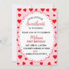 Convites Our Little Sweetheart First Birthday Invitation.