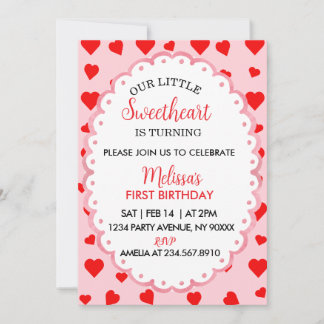 Convites Our Little Sweetheart First Birthday Invitation.