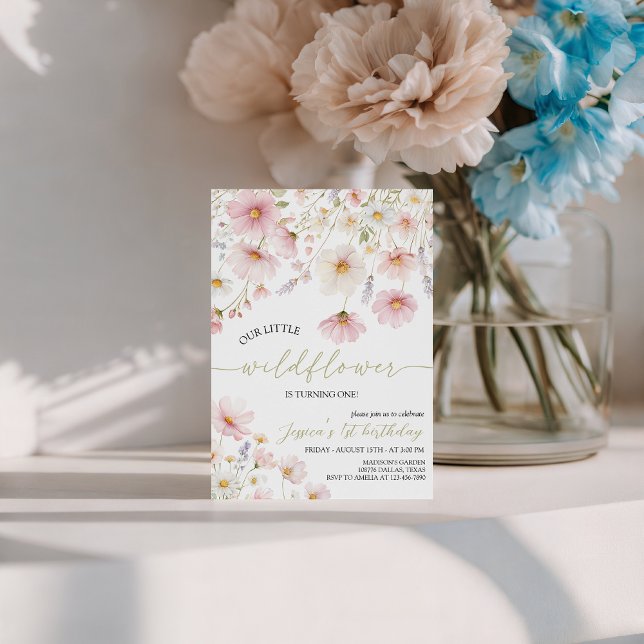 Convites Our Little Wildflower 1st Birthday Invite (Criador carregado)