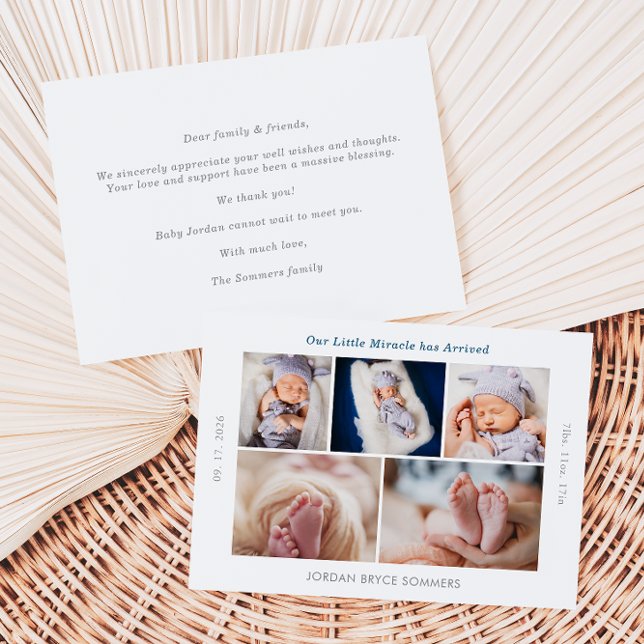 Convites Our Miracle has Arrived Baby Announcement Card (Criador carregado)