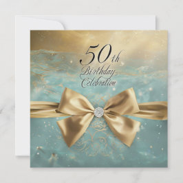 Convites Ouro 50º Aniversário Arco de Diamante Elegantes
