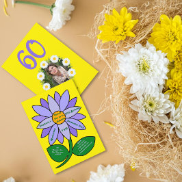 Convites Ouro 60º Aniversário Girassol roxo simples