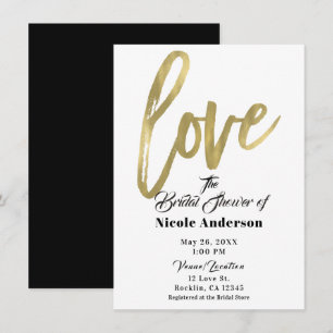 Convites Ouro AMOR Moderno Script Casamento com Pincel
