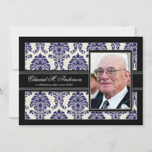 Convites Ouro Anos De Festa de aniversário De Damask (mari