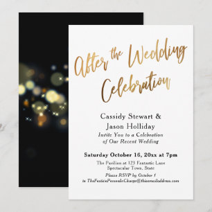 Convites Ouro Após a Celebração de Casamento, Bokeh Preto