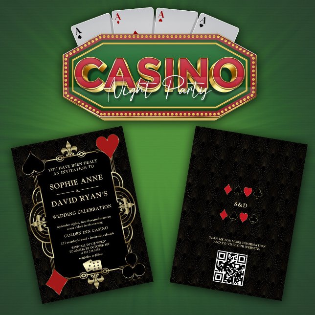 Convites Ouro Art Deco Anos 20 Cassino Vegas Poker Casament (Criador carregado)