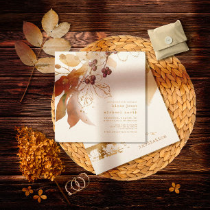 Convites Ouro Autumn Wedding Berries ID655