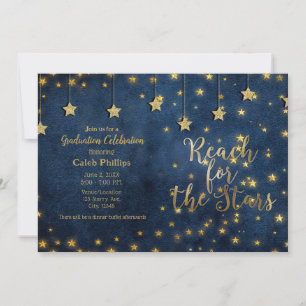 Convites Ouro Azul Alcançar as Estrelas Graduação Celestial