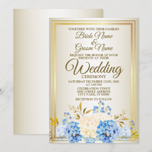 Convites Ouro Azul Amarelo Amarelo de Casamento Russo