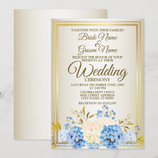 Convites Ouro Azul Amarelo Amarelo de Casamento Russo