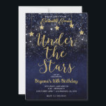 Convites Ouro Azul Sob as Estrelas Noite Estrelada Sweet 16<br><div class="desc">Personalize ambos os lados da maneira que quiser,  para qualquer evento.</div>