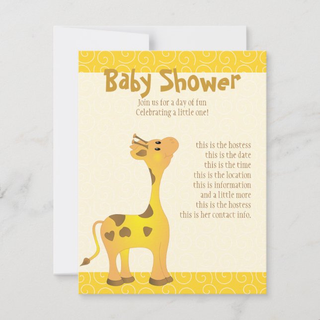 Convites Ouro Baby Giraffe (Frente)