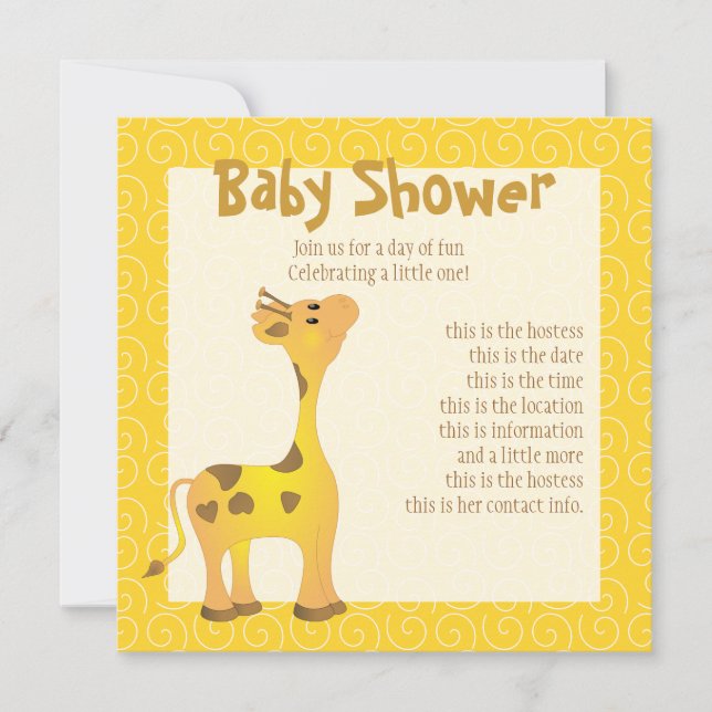 Convites Ouro Baby Giraffe (Frente)