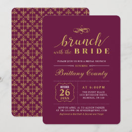Convites Ouro & Borgonha | Brunch de Noiva para Casamento E