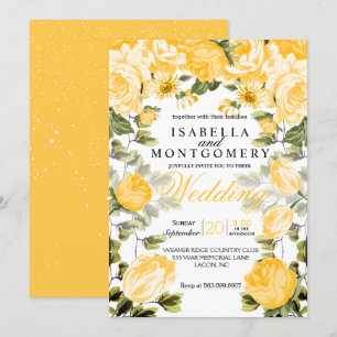Convites Ouro Botânico Casamento Floral Amarelo