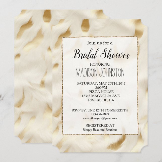 Convites Ouro Branco Cowgirl Ocidental Couro Cru (Frente/Verso)