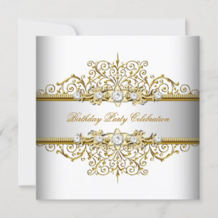 Convites Ouro Branco Creme Prateado Festa Elegante