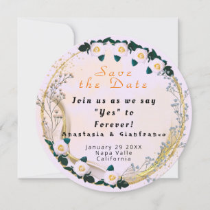Convites Ouro Branco Floral Personalizado Elegante Casament