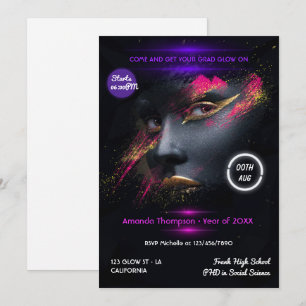 Convites Ouro brilhando na Festa de formatura do neon escur