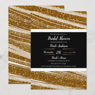 Convites Ouro Brilhante com Purpurina & Brilho Branco Glamo