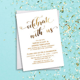 Convites Ouro Celebre Conosco Celebração Pós-Casamento