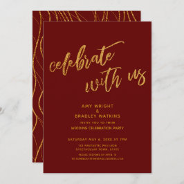 Convites Ouro Celebre Conosco Recepção de Casamento Borgonh