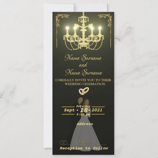 Convites Ouro chandelier (Frente)